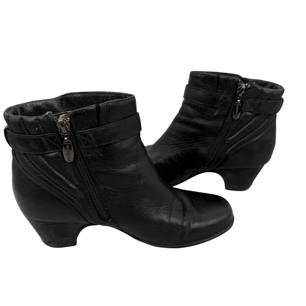 Clarks Leyden Summit Leather Waterproof Ankle Boots Buckle Zip Kitten Heel 6M‎